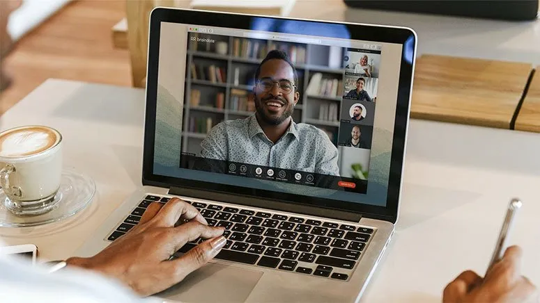 Participants braindating at a virtual event on a laptop computer