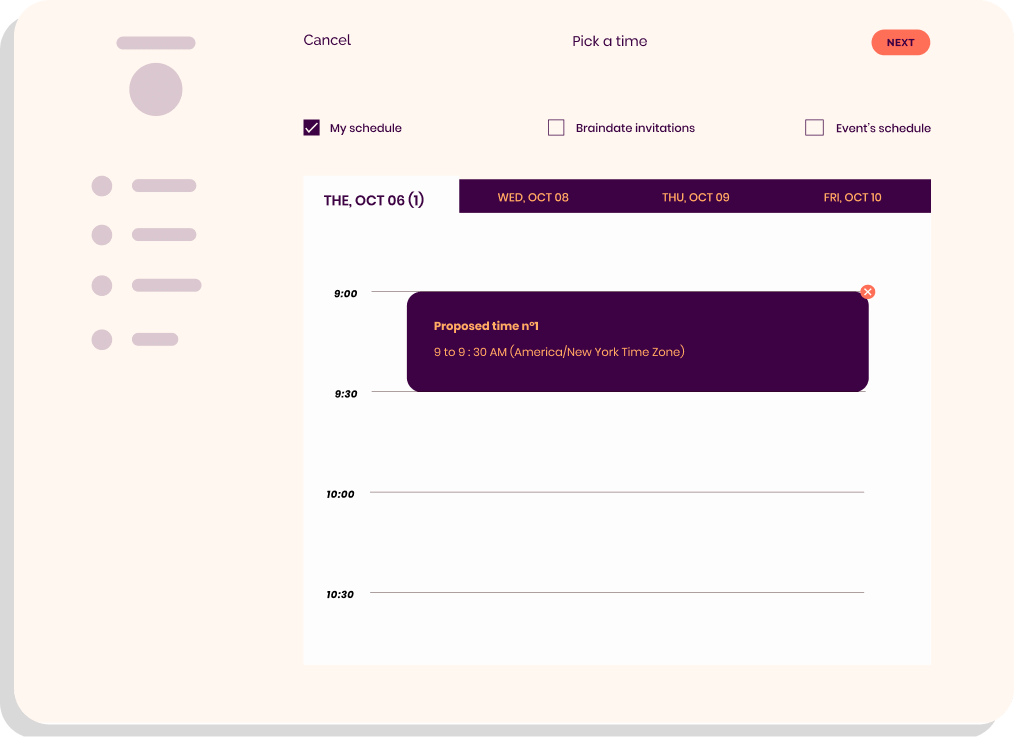 Meeting booking system. Synchronizable with Google and Outlook calendars.